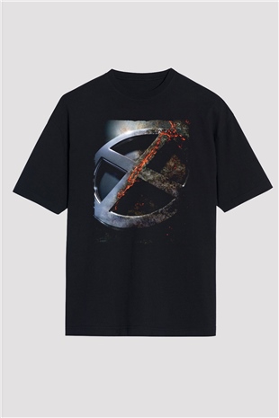 Unisex X-Men Apocalypse Baskılı Siyah Oversize Tshirt