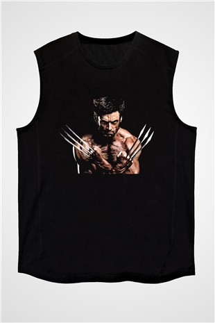Unisex X-MEN Baskılı Siyah Kolsuz T-shirt