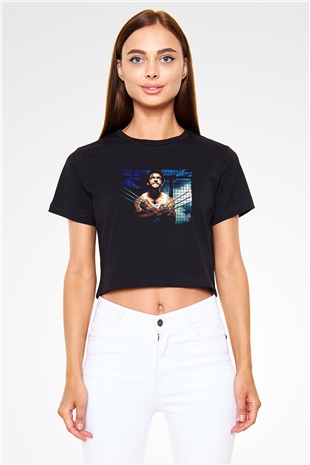 Unisex X-Men Başlangıç Wolverine (X-Men Origins Wolverine) Baskılı Siyah Crop Top T-shirt