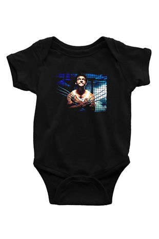 Unisex X-Men Başlangıç Wolverine (X-Men Origins Wolverine) Baskılı Siyah Bebek Body - Zıbın