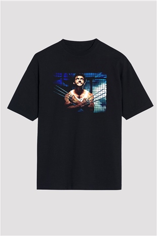 Unisex X-Men Başlangıç Wolverine (X-Men Origins Wolverine) Baskılı Siyah Oversize T-shirt