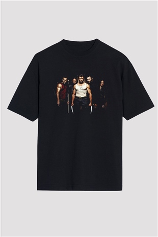 Unisex X-Men Başlangıç Wolverine (X-Men Origins Wolverine) Baskılı Siyah Oversize Tişört