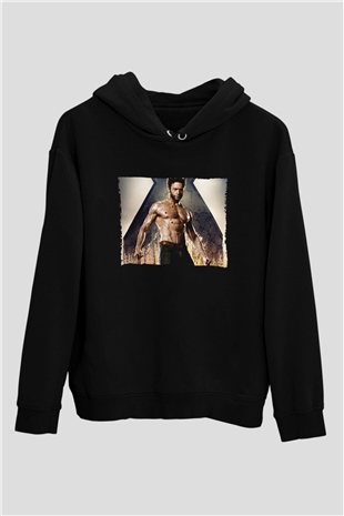 Unisex X-Men Days of Future Past Baskılı Siyah Kapüşonlu Sweatshirt