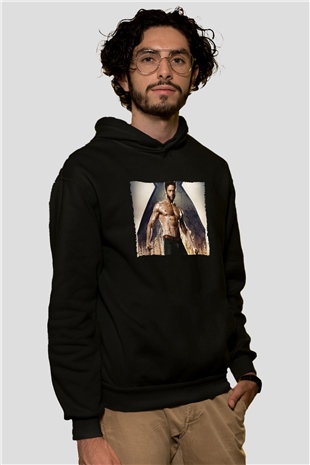 Unisex X-Men Days of Future Past Baskılı Siyah Kapüşonlu Sweatshirt