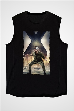 Unisex X-Men Days of Future Past Baskılı Siyah Kolsuz Tişört