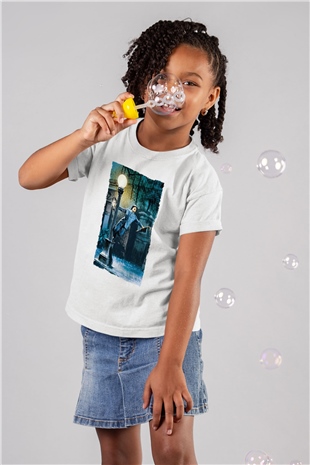 Unisex Yağmur Altında (Singin in the Rain) Baskılı Beyaz Çocuk Tshirt