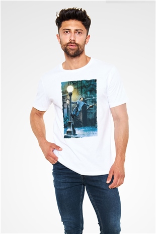 Yağmur Altında (Singin in the Rain) Baskılı Beyaz T-shirt
