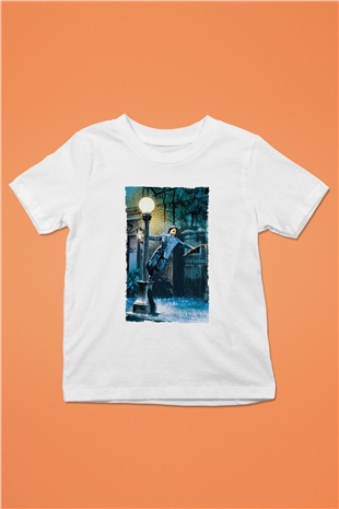 Unisex Yağmur Altında (Singin in the Rain) Baskılı Beyaz Çocuk Tshirt