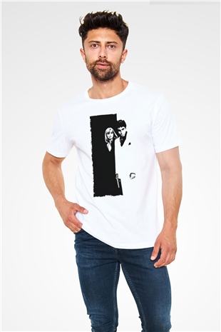 Yaralı Yüz (Scarface) Baskılı Beyaz Tshirt