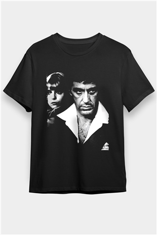 Yaralı Yüz (Scarface) Baskılı Siyah Tişört