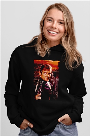 Unisex Yaşamak İçin Öldür (Live and Let Die) Baskılı Siyah Kapüşonlu Sweatshirt