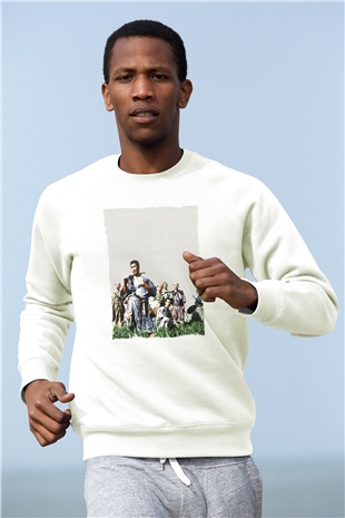 Unisex Yedi Samuray (Seven Samurai) Baskılı Beyaz Sweatshirt