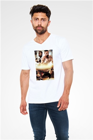 Unisex Yenilmez (Undisputed) Baskılı Beyaz V Yaka Tişört