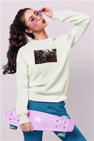 Unisex Yenilmezler 2 Avengers Age of Ultron Baskılı Beyaz Sweatshirt