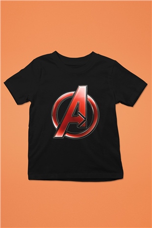 Unisex Yenilmezler (Avengers) Baskılı Siyah Çocuk Tshirt