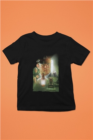 Unisex Yeşil Yol (The Green Mile) Baskılı Siyah Çocuk T-Shirt