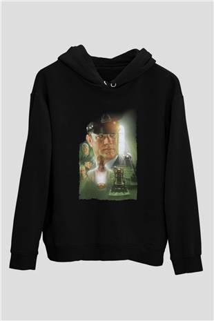 Unisex Yeşil Yol (The Green Mile) Baskılı Siyah Kapüşonlu Sweatshirt