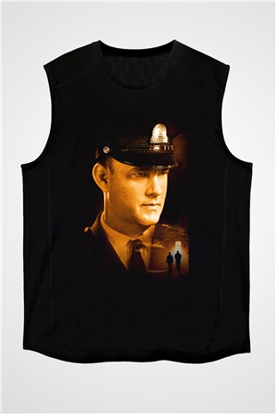 Unisex Yeşil Yol (The Green Mile) Baskılı Siyah Kolsuz Tişört