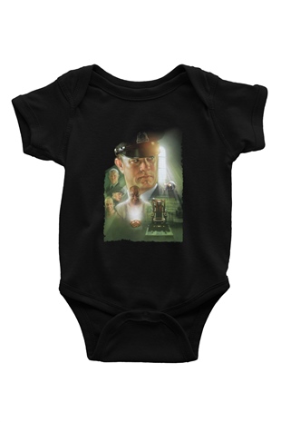 Unisex Yeşil Yol (The Green Mile) Baskılı Siyah Bebek Body - Zıbın