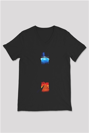 Unisex Yıldız Geçidi SG-1 (Stargate SG-1) Baskılı Siyah V Yaka Tshirt