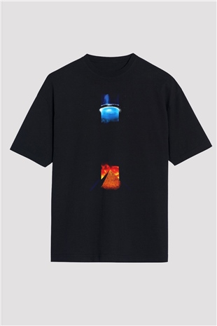 Unisex Yıldız Geçidi SG-1 (Stargate SG-1) Baskılı Siyah Oversize Tshirt