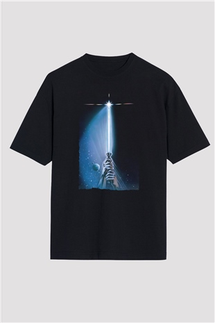 Unisex Yıldız Savaşları Bölüm VI - Jediın Dönüşü (Return of the Jedi) Baskılı Siyah Oversize T-shirt