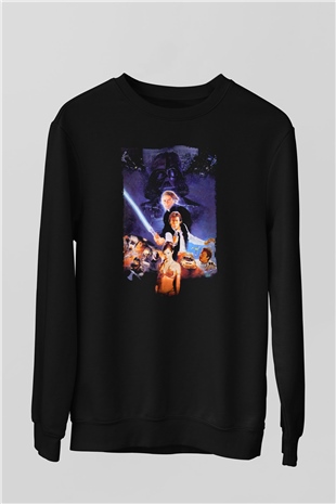 Unisex Yıldız Savaşları Bölüm VI - Jediın Dönüşü (Return of the Jedi) Baskılı Siyah Sweatshirt