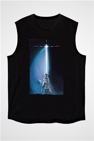 Unisex Yıldız Savaşları Bölüm VI - Jediın Dönüşü (Return of the Jedi) Baskılı Siyah Kolsuz T-shirt
