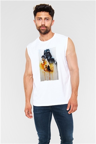 Unisex Yıldız Savaşları (Return of the Jedi) Baskılı Beyaz Kolsuz Tişört
