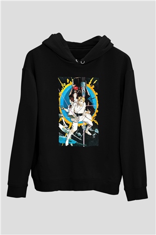 Unisex Yıldız Savaşları (Star Wars) Baskılı Siyah Kapüşonlu Sweatshirt