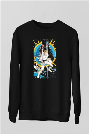 Unisex Yıldız Savaşları (Star Wars) Baskılı Siyah Sweatshirt