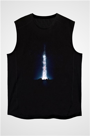Unisex Yıldızlararası (Interstellar) Baskılı Siyah Kolsuz Tshirt