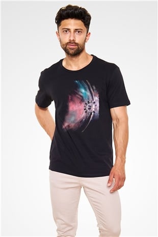 Yıldızlararası (Interstellar) Baskılı Siyah T-Shirt
