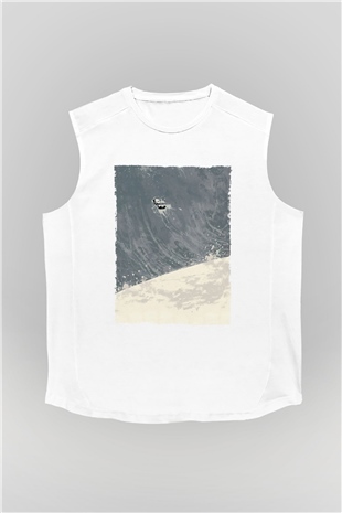 Unisex Yıldızlararası (Interstellar) Baskılı Beyaz Kolsuz Tshirt