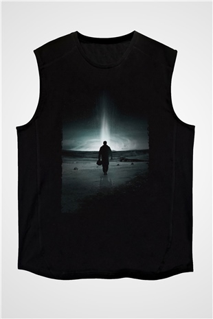 Unisex Yıldızlararası (Interstellar) Baskılı Siyah Unisex Kolsuz Tişört