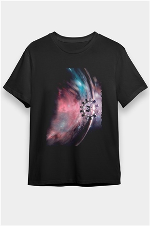 Yıldızlararası (Interstellar) Baskılı Siyah T-Shirt