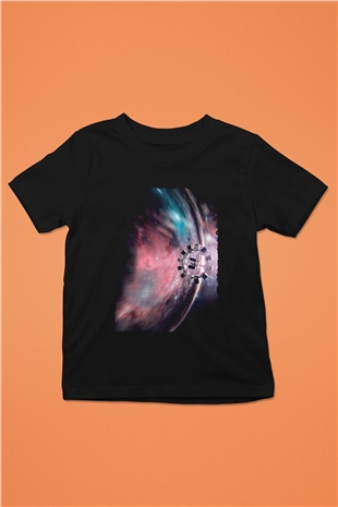 Unisex Yıldızlararası (Interstellar) Baskılı Siyah Çocuk T-Shirt