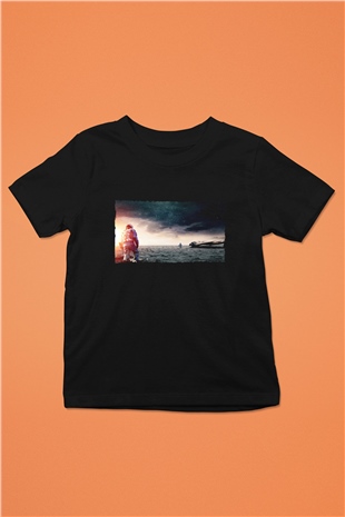 Unisex Yıldızlararası (Interstellar) Baskılı Siyah Çocuk Unisex Tshirt