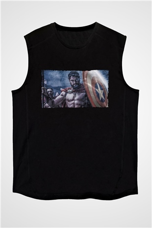 Unisex Yüzbaşı Artemis (Captain) Baskılı Siyah Kolsuz Tshirt