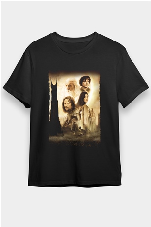 Yüzüklerin Efendisi İki Kule (The Lord of the Rings The Two Towers) Baskılı Siyah T-Shirt