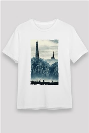 Yüzüklerin Efendisi İki Kule (The Lord of the Rings The Two Towers) Baskılı Beyaz Tshirt