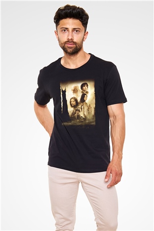 Yüzüklerin Efendisi İki Kule (The Lord of the Rings The Two Towers) Baskılı Siyah T-Shirt