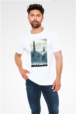 Yüzüklerin Efendisi İki Kule (The Lord of the Rings The Two Towers) Baskılı Beyaz Tshirt