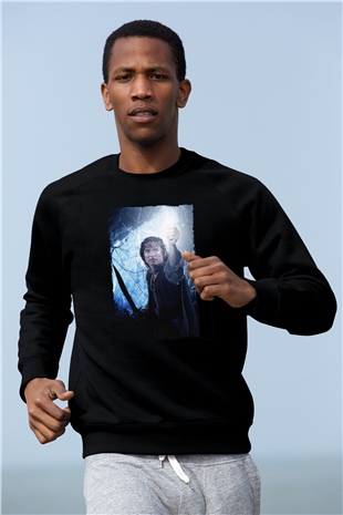 Unisex Yüzüklerin Efendisi Kralın Dönüşü (The Lord of the Rings The Return of the King) Baskılı Siyah Unisex Sweatshirt