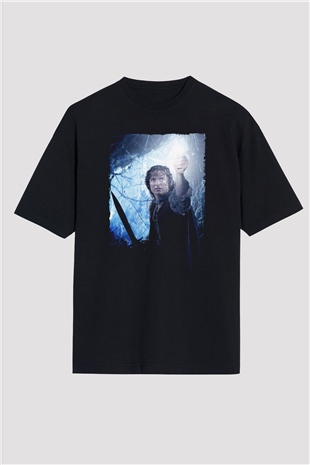 Unisex Yüzüklerin Efendisi Kralın Dönüşü (The Lord of the Rings The Return of the King) Baskılı Siyah Unisex Oversize Tshirt