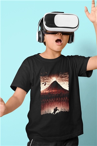 Unisex Yüzüklerin Efendisi Kralın Dönüşü (The Lord of the Rings The Return of the King) Baskılı Siyah Çocuk Unisex T-Shirt