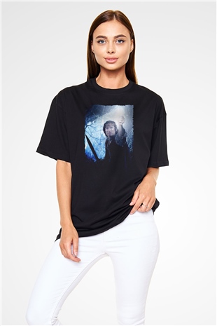 Unisex Yüzüklerin Efendisi Kralın Dönüşü (The Lord of the Rings The Return of the King) Baskılı Siyah Unisex Oversize Tshirt