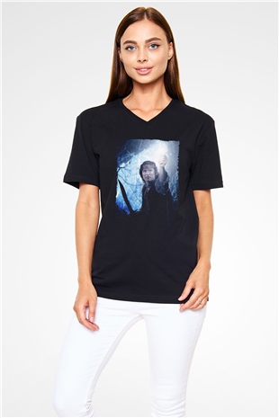 Unisex Yüzüklerin Efendisi Kralın Dönüşü (The Lord of the Rings The Return of the King) Baskılı Siyah Unisex V Yaka Tshirt