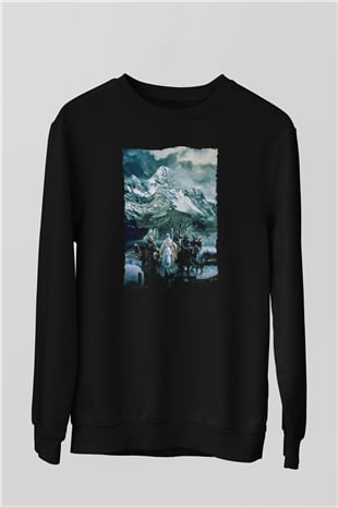 Unisex Yüzüklerin Efendisi Kralın Dönüşü (The Lord of the Rings The Return of the King) Baskılı Siyah Unisex Sweatshirt