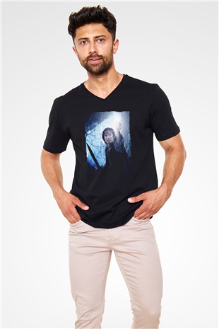 Unisex Yüzüklerin Efendisi Kralın Dönüşü (The Lord of the Rings The Return of the King) Baskılı Siyah Unisex V Yaka Tshirt